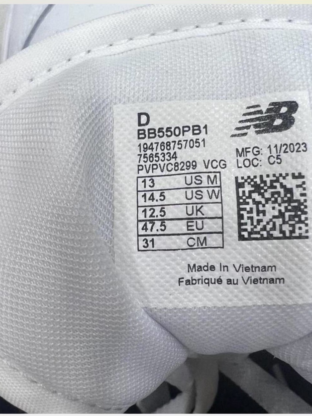 New Balance 550 BB550PB1 White/Gray Leather Low Top Lace-Up Men's Sneakers New - Picture 2 of 9